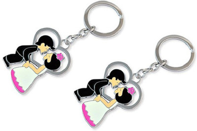 

CTW Couple Love Valentine Metal Pack Of 2 Key Chain(Pink)