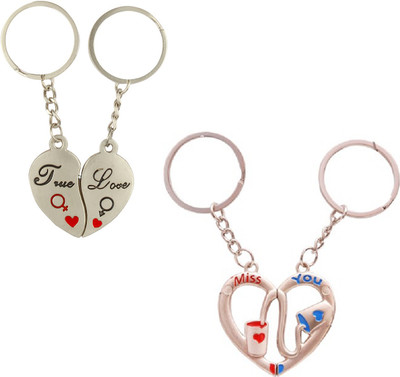 

CTW True Love you Heart & Miss You Heart Metal Combo Pack of 2 Key Chain(Silver)