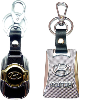 

City Choice New Combo of Hyundai Leather-Metal Hook Locking Key Chain(Multicolor)