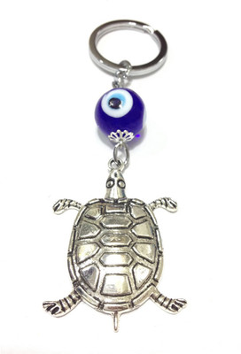 

Tech Fashion Tortoise Kachuva Shape 4 Cm Blue Eye Ball Bead Locking Key Chain(Silver)