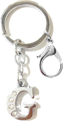 

Tech Fashion Alphabet G Hook High Quality Chrome Metal Finish with 4 Diamonds Fixed Locking Key Chain(Silver)