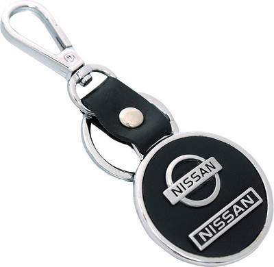

U. R. GOD HQ Nissan Leather & Metal Round Car Logo Locking Key Chain(Black)