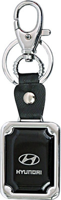 

U R God Premium Hyundai Leather Metal Locking Key Chain(Black)