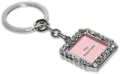 

Aura Imported Square Diamond Studded Photo Frame Key Chain(Pink, Silver)