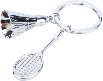 City Choice Badminton Racket Shuttle Key Chain(Silver)