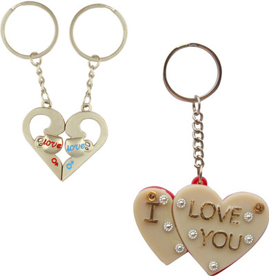 

CTW Love You Couple Valentine Gift with Love You heart Photoframe Valentine Gift Key Chain(Silver)