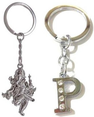 

Rashi Traders Ganpati & Alphabet P Key Chain(Silver)