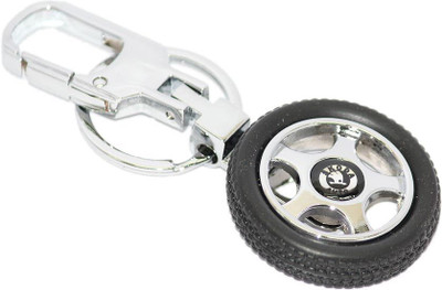 

Aura Skoda Auto Tyre Rotary Wheel Imported Locking Key Chain(Silver, Black)