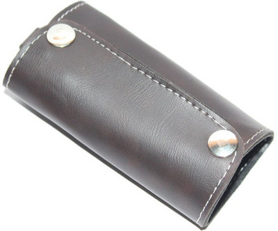 

Aura Faux Leather Big Pouch Locking Key Chain(Brown)