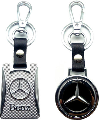 

City Choice Combo of Mercedes Revolving Leather-Metal Hook Locking Key Chain(Black, Silver)