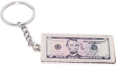 

Aura United States 5 Dollar Note Metal Key Chain(Multicolor)