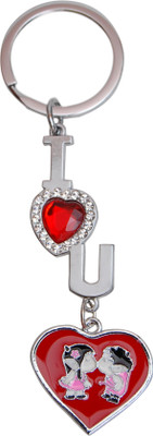 

Oyedeal I Love You Studded Kissing Couple Key Chain(Multicolor)