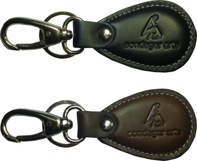 

Sondagar Arts Attractive Genuine Leather Men's Locking Key Chain(Black, Brown)