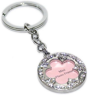

Aura Imported Star Shape Photo Frame Key Chain(Pink, Silver)