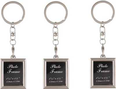 Madhuraj Pack of 3 Rectangle Shaped Photo frame Key Chain(Silver)