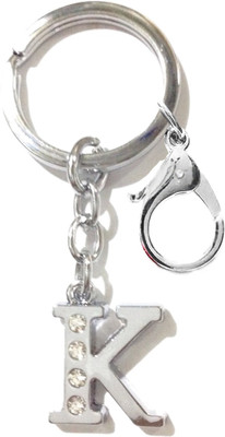 

Tech Fashion Alphabet K Hook High Quality Chrome Metal Finish with 4 Diamonds Fixed Locking Key Chain(Silver)