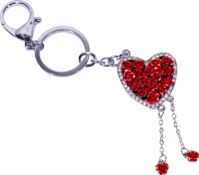 

Dealfinity 3D Stone Studded Heart with Roses DKYCN1670 Locking Key Chain(Multicolor)