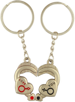 

CTW Love you Heart Valentine Gift pack of 2 Key Chain(Silver)