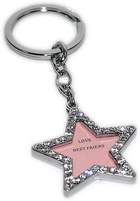 

Aura Imported Star Shape Diamond Studded Photo frame Key Chain(Pink, Silver)