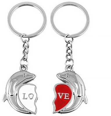 

U R God Dolphin Love White Red Key Chain(Silver, White, Red)