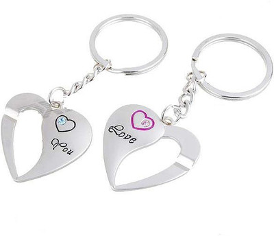 

CTW love you forever aroow heart metal couple Key Chain(Silver)