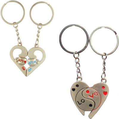 

Anishop I love You true love Heart & Couple Wings Metal Valentine Combo Key Chain(Silver)