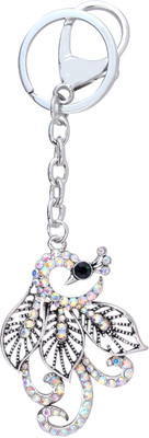 

Super Drool Silver Crystal Studded Peacock Locking Key Chain(Silver)