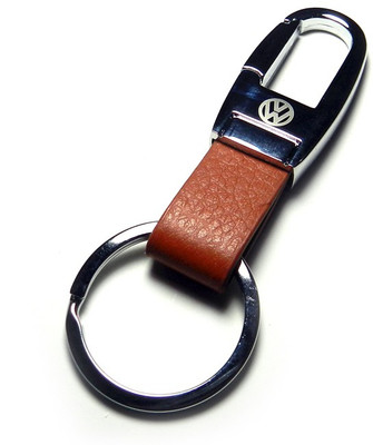 

Techpro with VW Volkswagen design SILVER color PRINT on BROWN LEATHERITE Locking Key Chain(Multicolor)