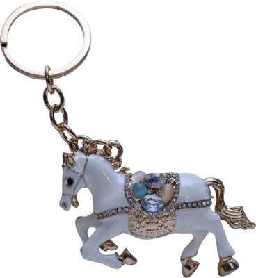 

Dealfinity White Studded Horse Metal DKYCN1561 Key Chain(Multicolor)