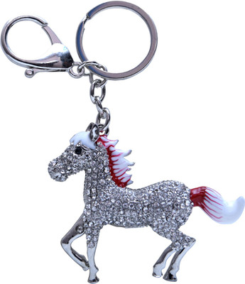 

Dealfinity Red and White Studded Horse Metal DKYCN1567 Locking Key Chain(Multicolor)