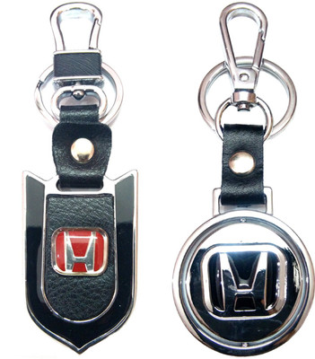 

City Choice Combo of Honda Revolving Leather-Metal Hook Locking Key Chain(Multicolor)