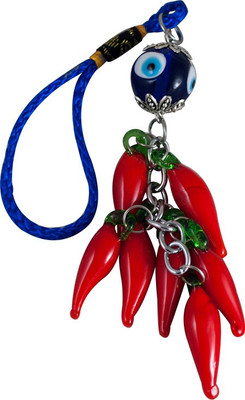 

Forty Creek Angel Evil Eye With Red Chillies Key Chain(Multicolor)