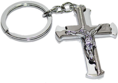 

Aura High Quality Spiritual Jesus Christ Cross Metal Locking Key Chain(Silver)