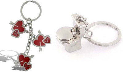 

Rashi Traders Arrow 3 Heart + Potty Box Key Chain(Silver)