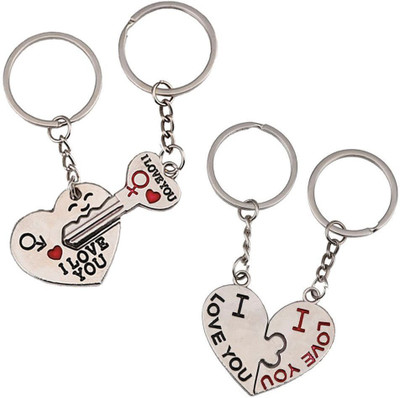 

CTW Heart & lock love you Couple Valentine Gift Combo Pack Key Chain(Silver)