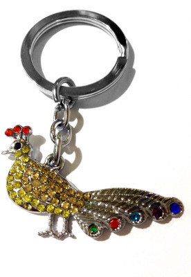 

Tech Fashion Peacock Yellow Colour Diamonds Locking Key Chain(Yellow)