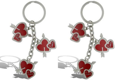 Rashi Traders 2 Arrow 3 Heart Key Chain(Red)