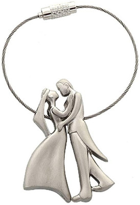 

Turban Toys Sweet Romantic Couple Metal Wire Keychain Key Chain(Silver)