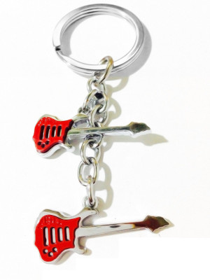 Tech Fashion Two Piece Guitar Red Zinc Alloy Colour Locking Key Chain(Red)