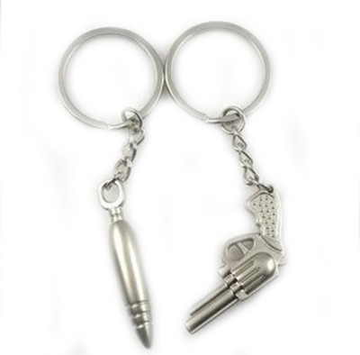 

CTW Revolver Gun and Bullet Full metal Combo Couple Key Chain(Silver)