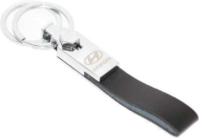 

Aura Imported Double Ring Hyundai Locking Key Chain(Black, Silver)