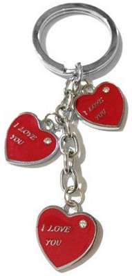 

Aura I Love You Three Hearts With Diamond Valentine Locking Key Chain(Silver, Blue, Pink)
