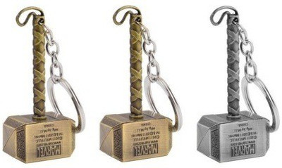 

Confident 2 Golden 1 Silver Metal Hammer pack of 3 Key Chain(Silver, Gold)