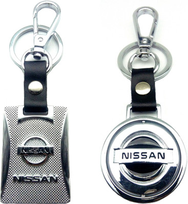 

City Choice Combo of Nissan Revolving Leather-Metal Hook Locking Key Chain(Black, Silver)