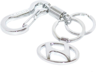 

Aura Imported Steel Spring Hook Double Ring Hyundai Locking Key Chain(Silver)