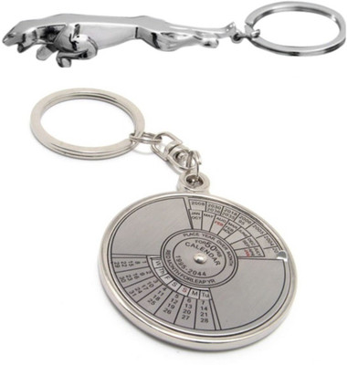 

Oyedeal Set of Jaguar & Compass Date Perpetual with Calendar up-to 50 Years Key Chain(Silver)