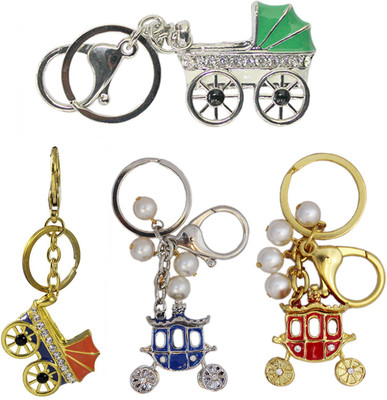 

Tootpado Buggy (pack Of 4) - 1o162 - Stylish Stone Metal Crystal Keyring Rhinestones Purse Pendant Handbag Charm Key Chain(Multicolor)