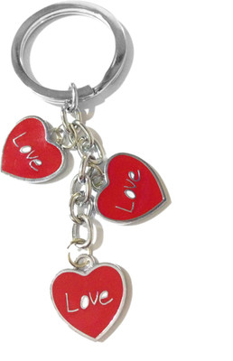 

Tech Fashion Heart Shape Three Red Colour Love Locking Key Chain(Red)
