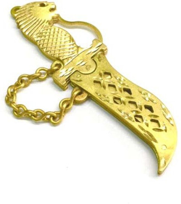 ACCESSOREEZ Stylish Designer Brass Key Blank Locking Key Chain(Gold)