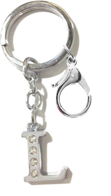 

Tech Fashion Alphabet L Hook High Quality Chrome Metal Finish with 4 Diamonds Fixed Locking Key Chain(Silver)